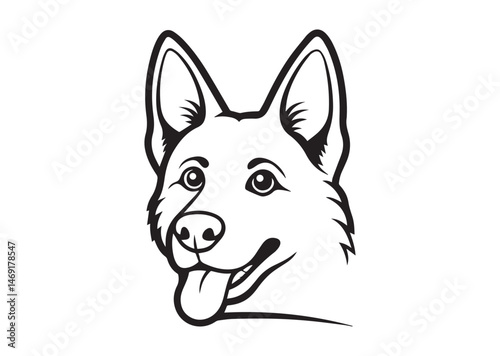 German Shepherd Peeking Cute Dog Silhouette Vector