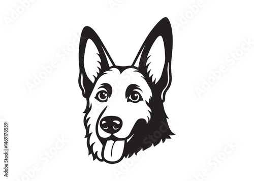 German Shepherd Peeking Cute Dog Silhouette Vector
