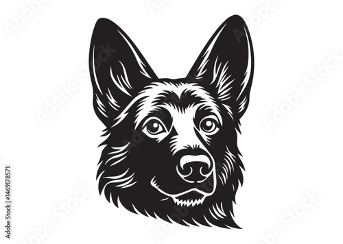 German Shepherd Peeking Cute Dog Silhouette Vector