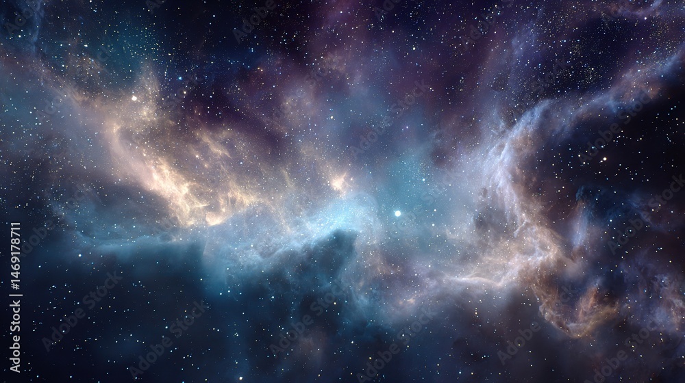 Fototapeta premium Deep Space Abstract Background with Stars and Colorful Nebula