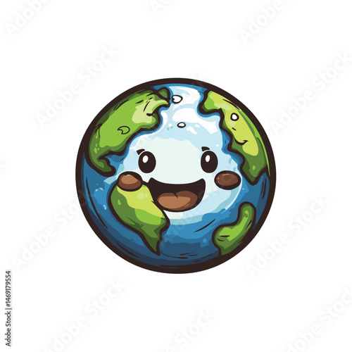 cute smiling earth mascot vector design