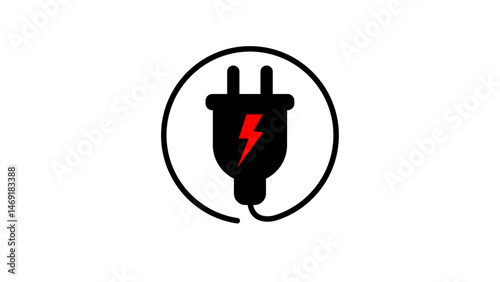 vector illustration of an electric plug, electricity power energy plug icon vector. line, isolated, electro, flat, electrify, ac, battery, design, graphic, charge, black, consumption, disconnect, back