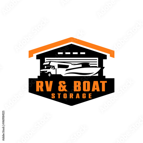  RV Boat Vehicle Self Storage Rental Facility Parking Logo Template Vector 