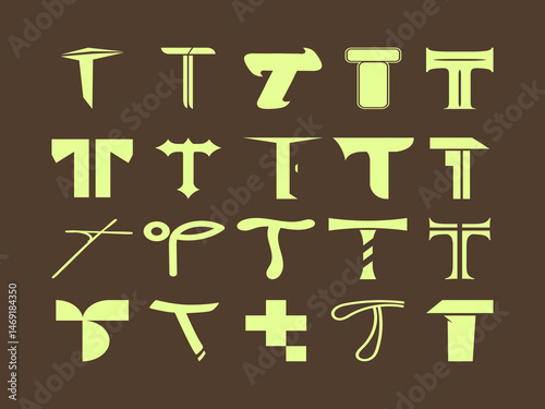 Letter T Initial Logo Collection Element