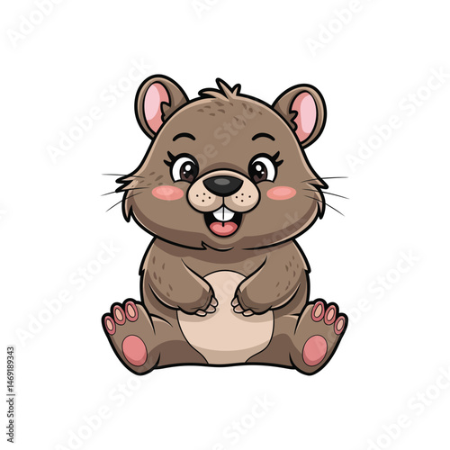 cute cartoon vector wombat isolated on the white background