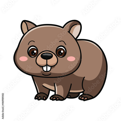 cute cartoon vector wombat isolated on the white background