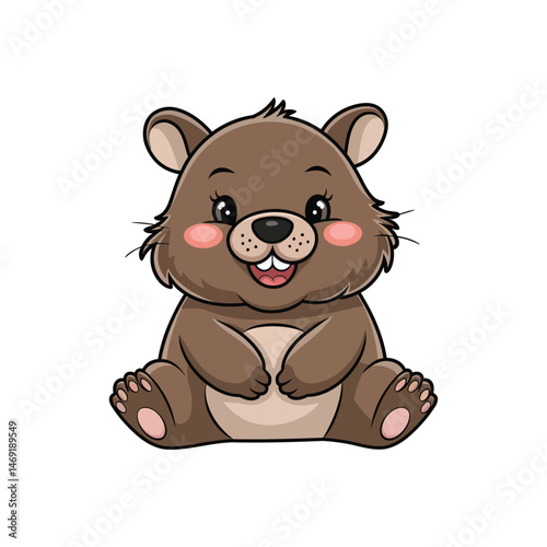 cute cartoon vector wombat isolated on the white background