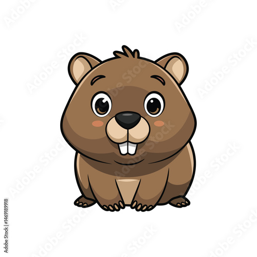 cute cartoon vector wombat isolated on the white background