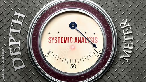 Systemic Analysis and Depth that is hitting a full scale, showing a very high level of systemic analysis, overload of it, too much of it. Maximum value, off the charts.  ,3d illustration