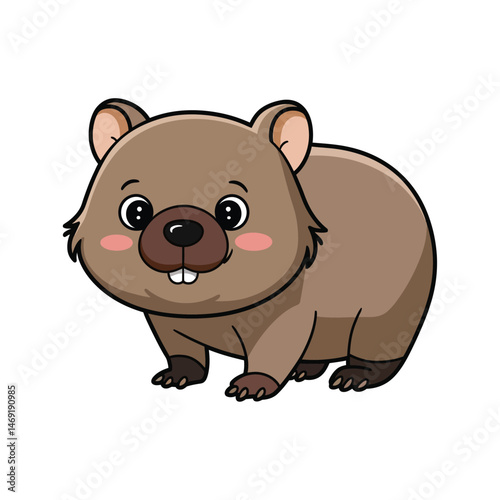 cute cartoon vector wombat isolated on the white background