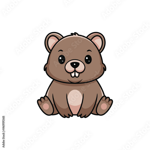 cute cartoon vector wombat isolated on the white background