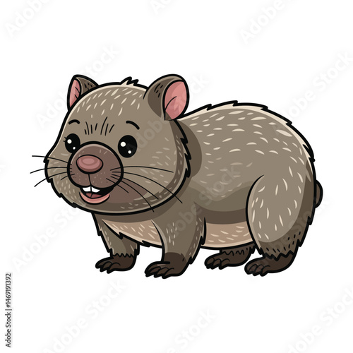 cute cartoon vector wombat isolated on the white background