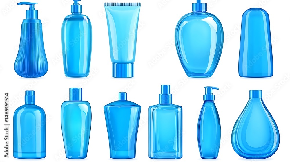 Azure Serenity: A Collection of Clean 3D Bottles Azure Serenity: A Collection of Clean 3D Bottles