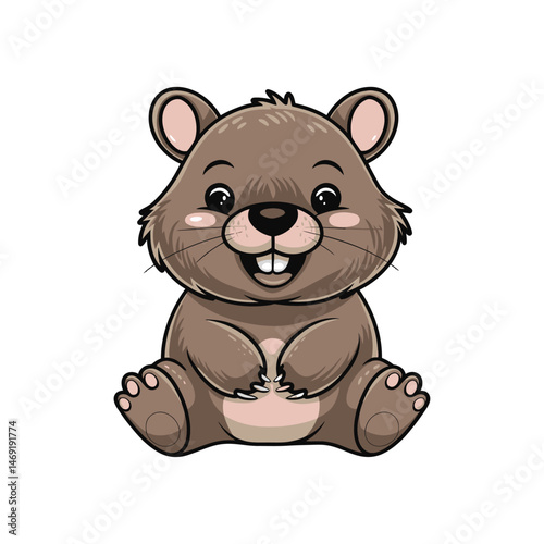 cute cartoon vector wombat isolated on the white background