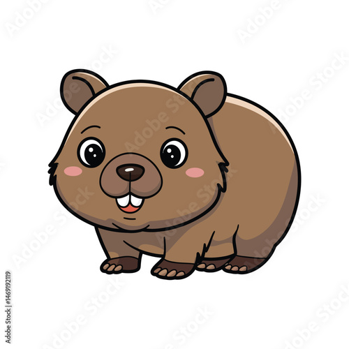 cute cartoon vector wombat isolated on the white background