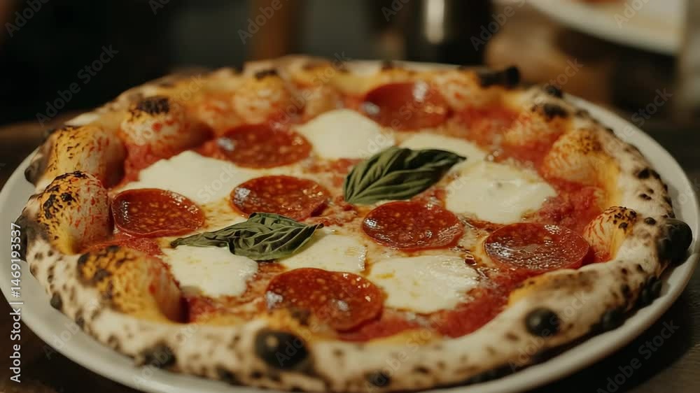 pizza with mushrooms and tomatoes, salami, cheese, basil pizza with mushrooms and tomatoes, salami, cheese, basil