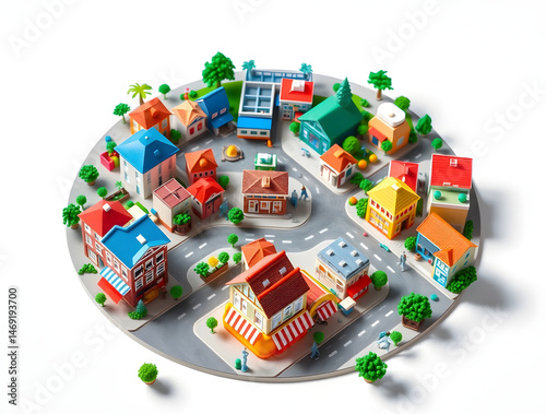 Miniature colorful city model representing urban planning and development