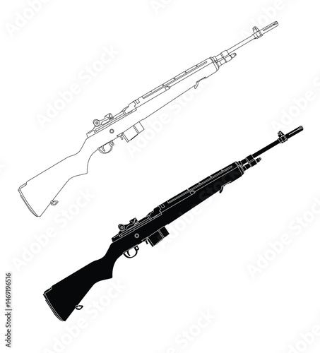 Black and white Rifles isolated on white