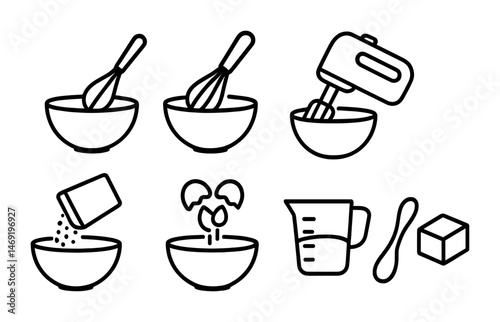 Baking and cooking outline icons set – line, kitchen gadgets, culinary tools clipart