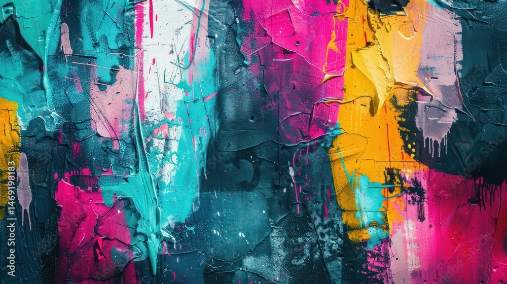 Fototapeta premium Hand painted abstract graffiti spray on wall messy art expression.