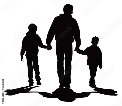 Father and Son Family Backlight Illustration
