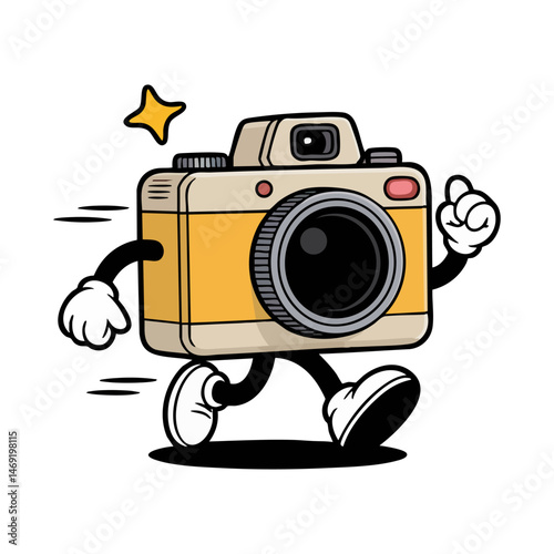 Retro style t shirt design camera running