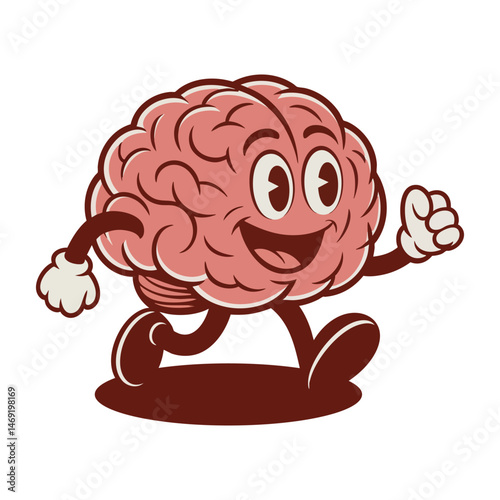 Retro style t shirt design brain running