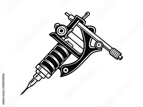 Tattoo gun machine silhouette icon. Clipart image isolated on a white background
