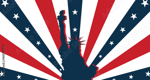 Statue Of Liberty Retro Vintage Background Vector