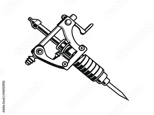 Tattoo gun machine silhouette icon. Clipart image isolated on a white background