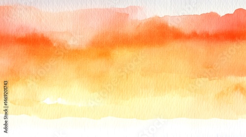 Abstract watercolor paint strokes in orange and yellow hues. photo