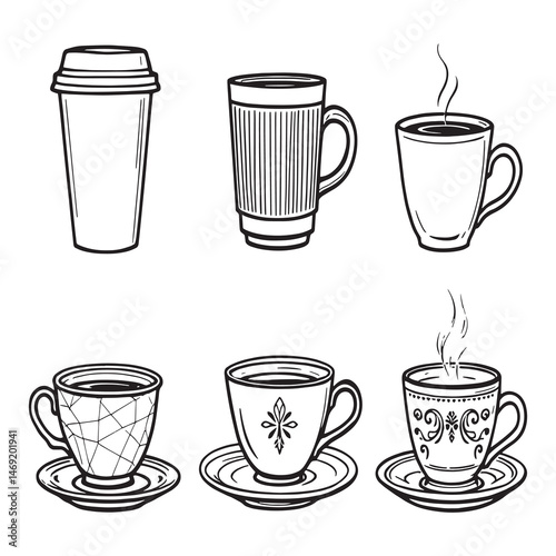 Simple and Elegant Line Art Coffee Cup Design for Home Decor