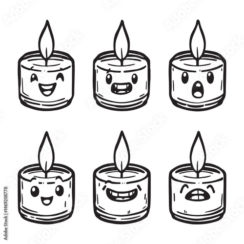 Simple Tealight Candle Line Art for Decorative Designs