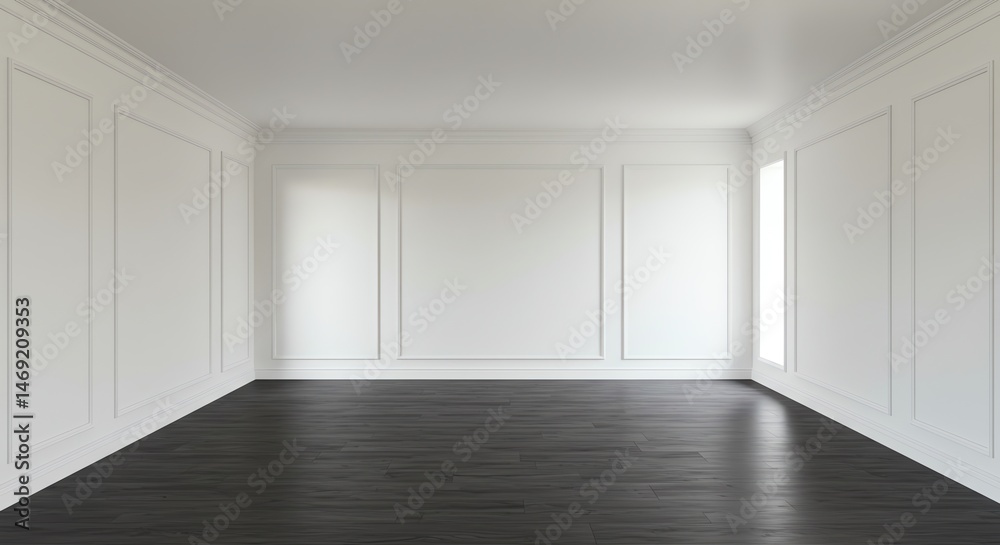 Fototapeta premium Empty room interior with dark wood floor