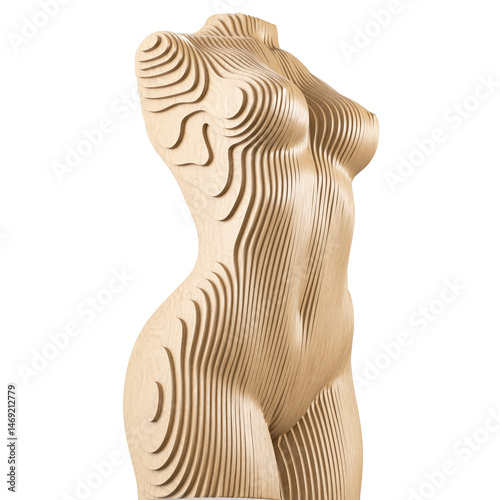 Cuadro en lienzo Parametric Sculpture Woman Body Light Wood