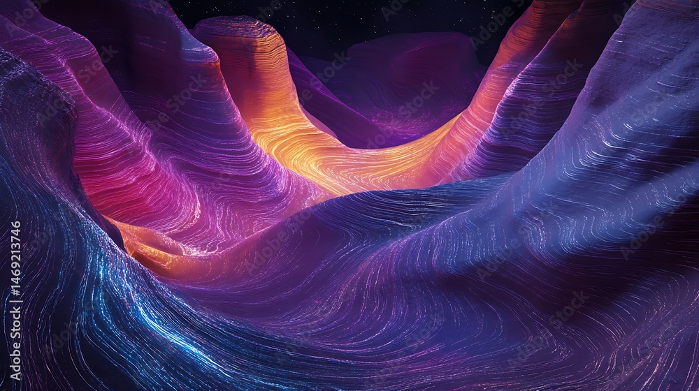 Obraz premium Abstract Canyon with Night Glow.