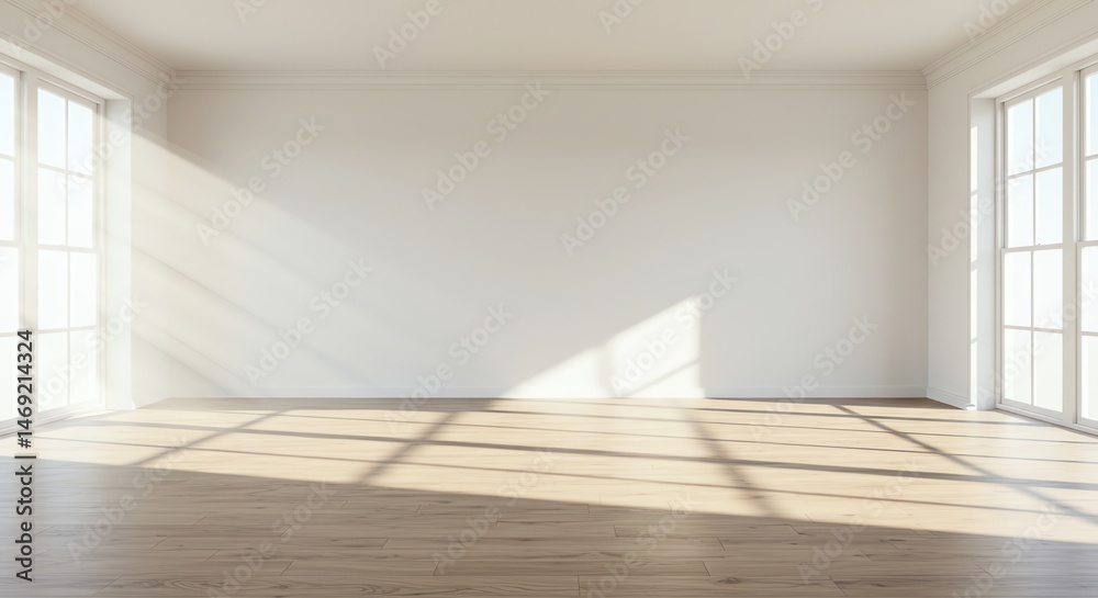 Fototapeta premium Empty room with sunlight on hardwood floor