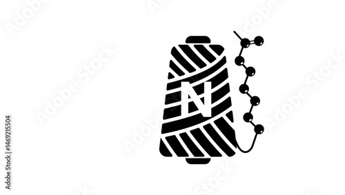 nylon thread symbol, black isolated silhouette