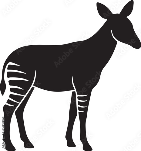 okapi animal silhouette design vector art illustration.