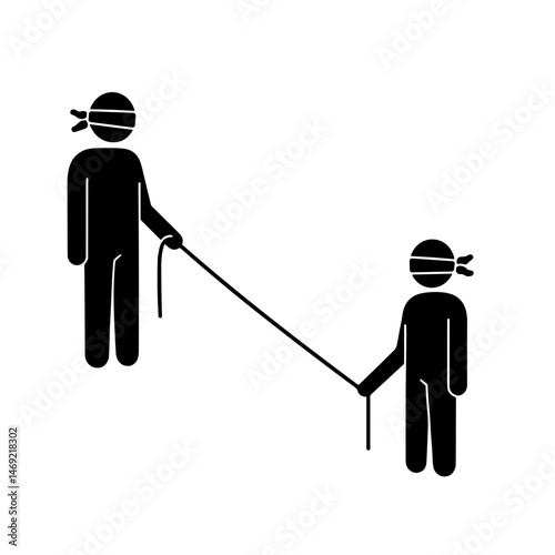 Blindfolded Team Building Exercise with a Rope Connection  