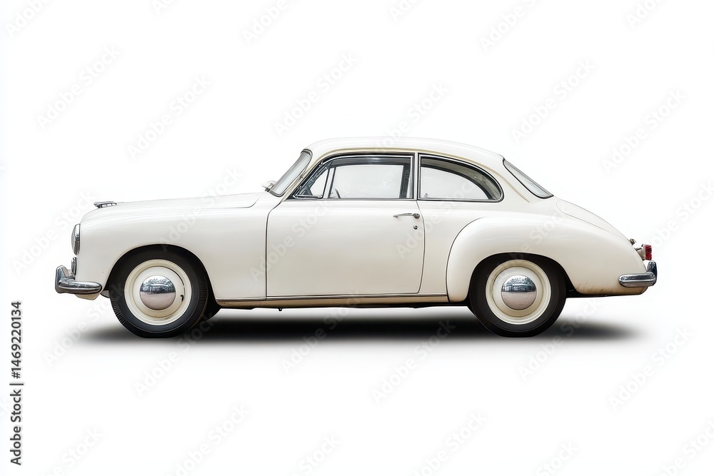 Obraz premium Classic German car alone on white background with shadow
