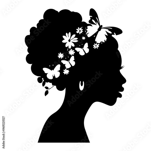 Black Woman Afro Butterfly Illustration