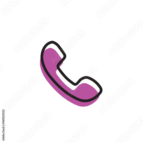 Simple phone icon, outlined in black, filled with magenta