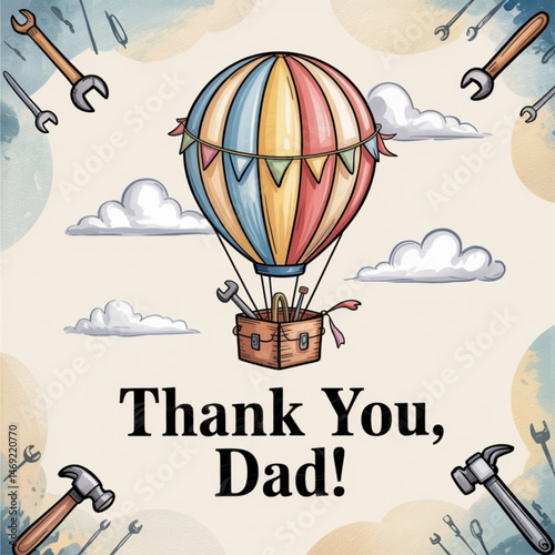 Hand drawn father's day event background say thank you to gentlemen isolated on white background. Vector EPS 10.
