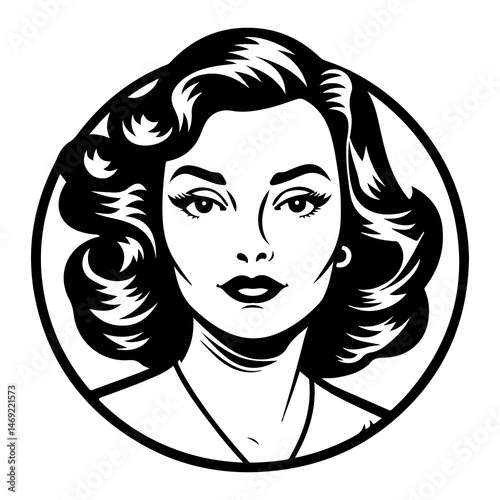 Classic Woman Bob Hair Vintage Illustration