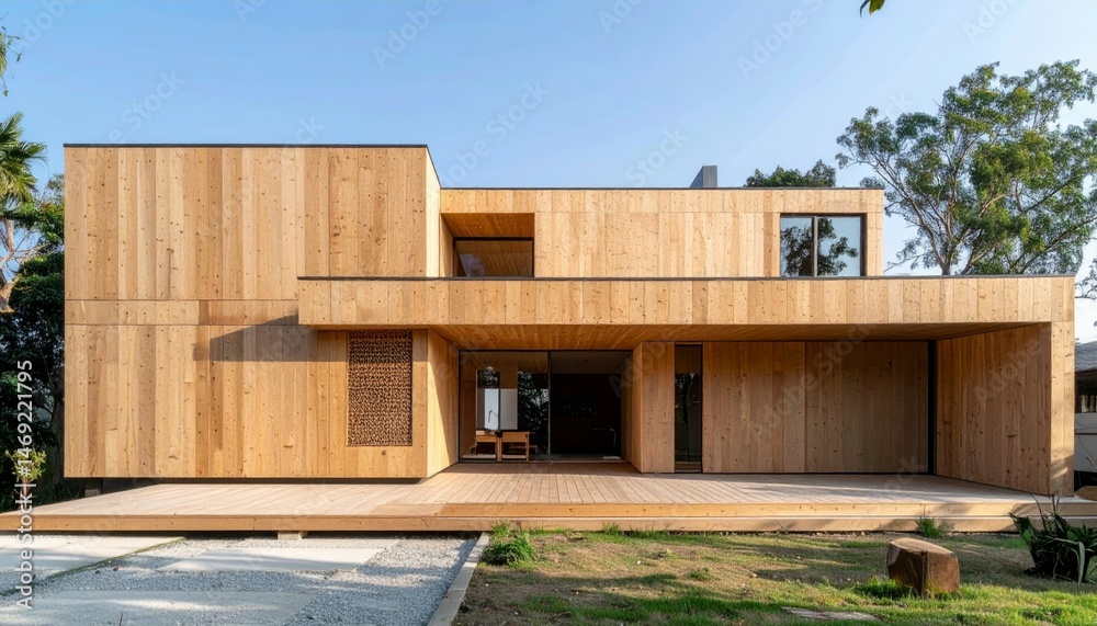 Modern Wooden House with Sleek Design and Open Space Exterior Modern Wooden House with Sleek Design and Open Space Exterior
