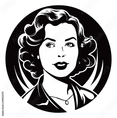 Classic Woman Bob Hair Vintage Illustration