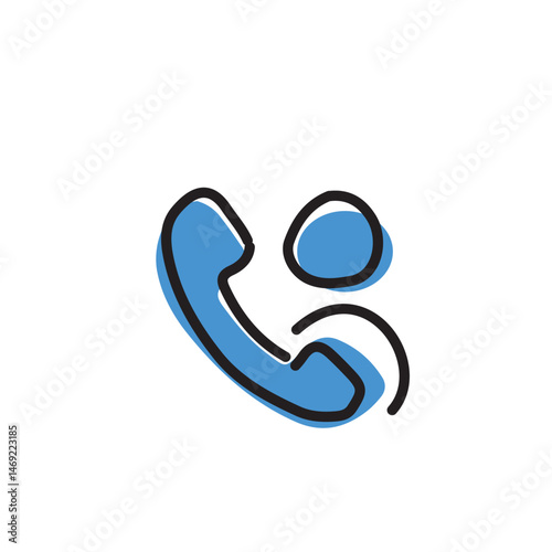 Simple, stylized telephone icon in blue