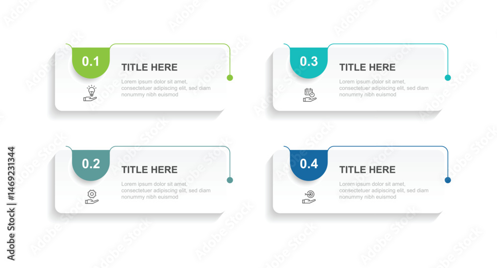 4 step table square infographic template with paper style suitable for business information and presentation