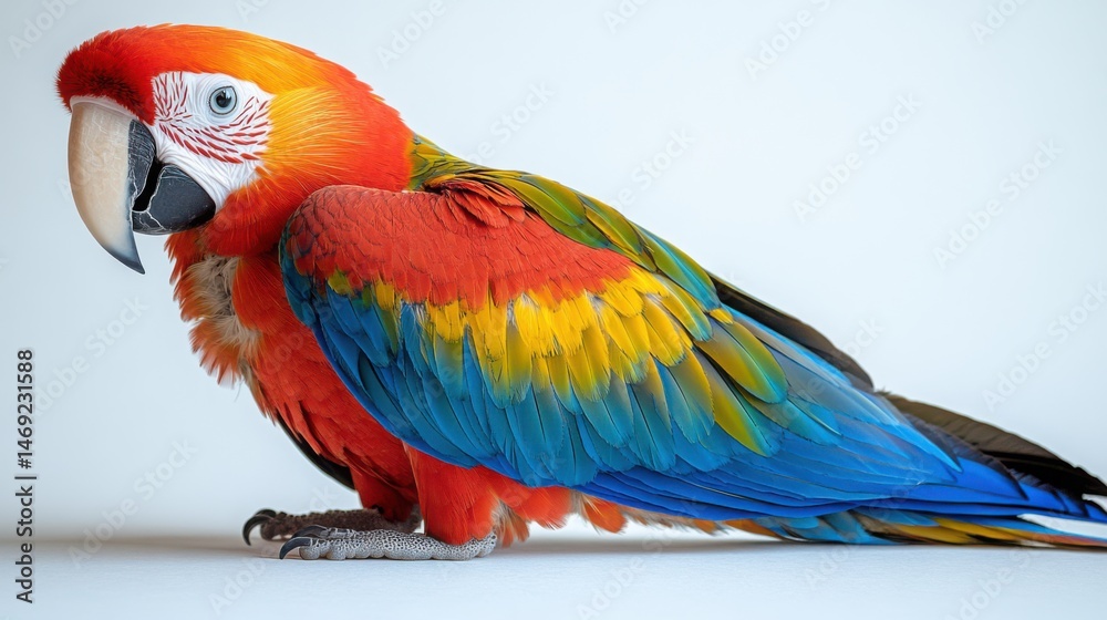 Obraz premium Create 20 prompts for stock photos related to a greenwing macaw, cute, isolated on white background with 100-250 characters and ending with